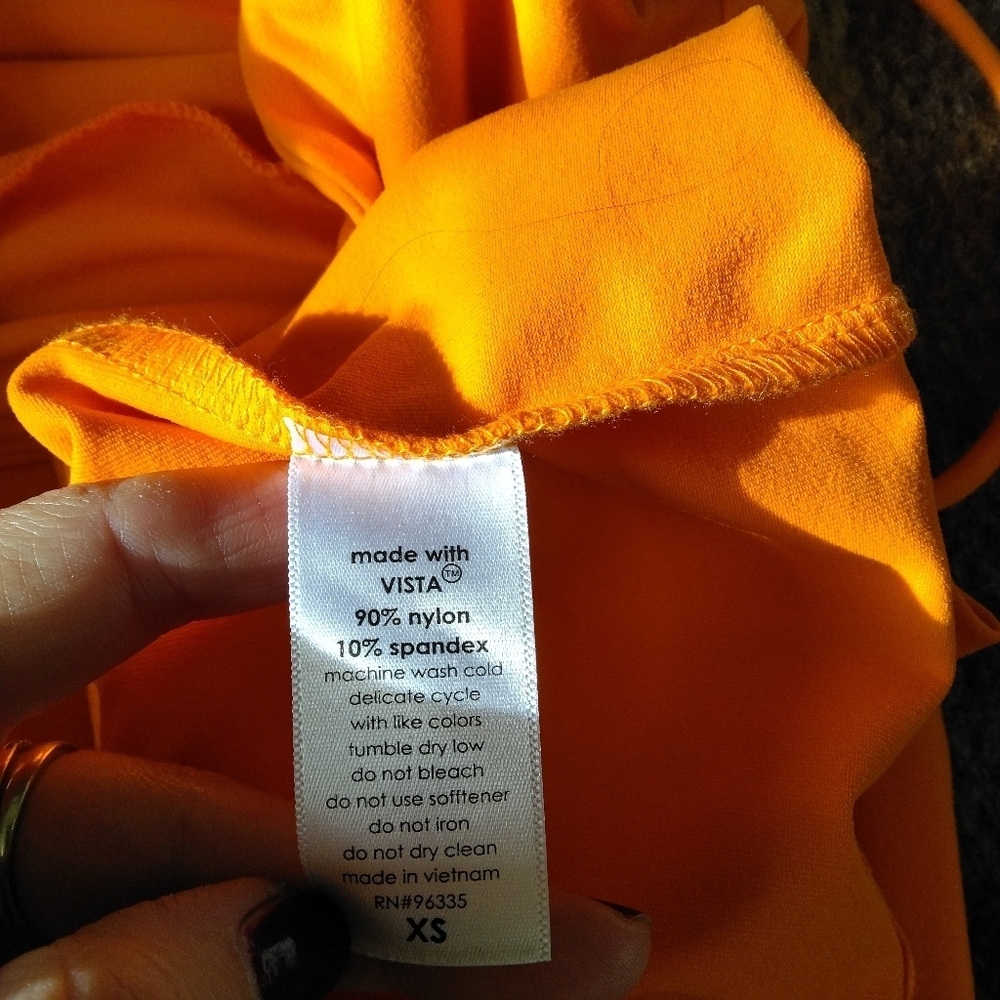 Susana Monaco Women's Notched Square Neck Bodycon Dress XS in Orange Cocktail - Picture 9 of 9